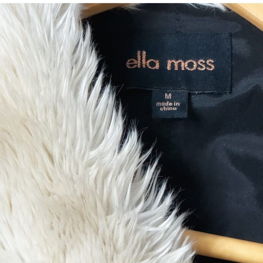 Ella Moss Anthropologie Coat Southwestern Motif Faux Fur Collar Winter Black - Picture 8 of 16